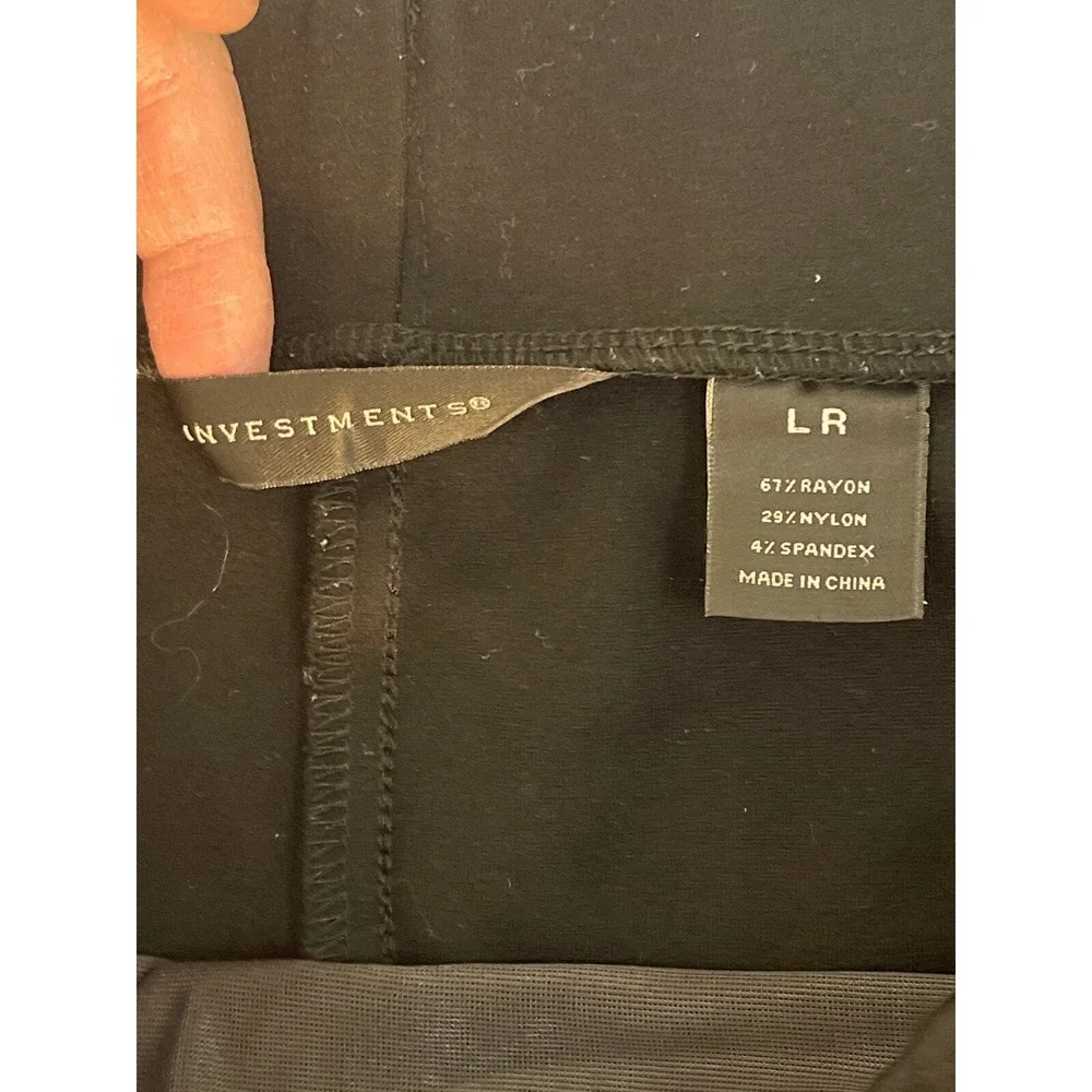 Investment Soft Black Pull On Dress Pants Womens Large‎  Straight Leg Ponte